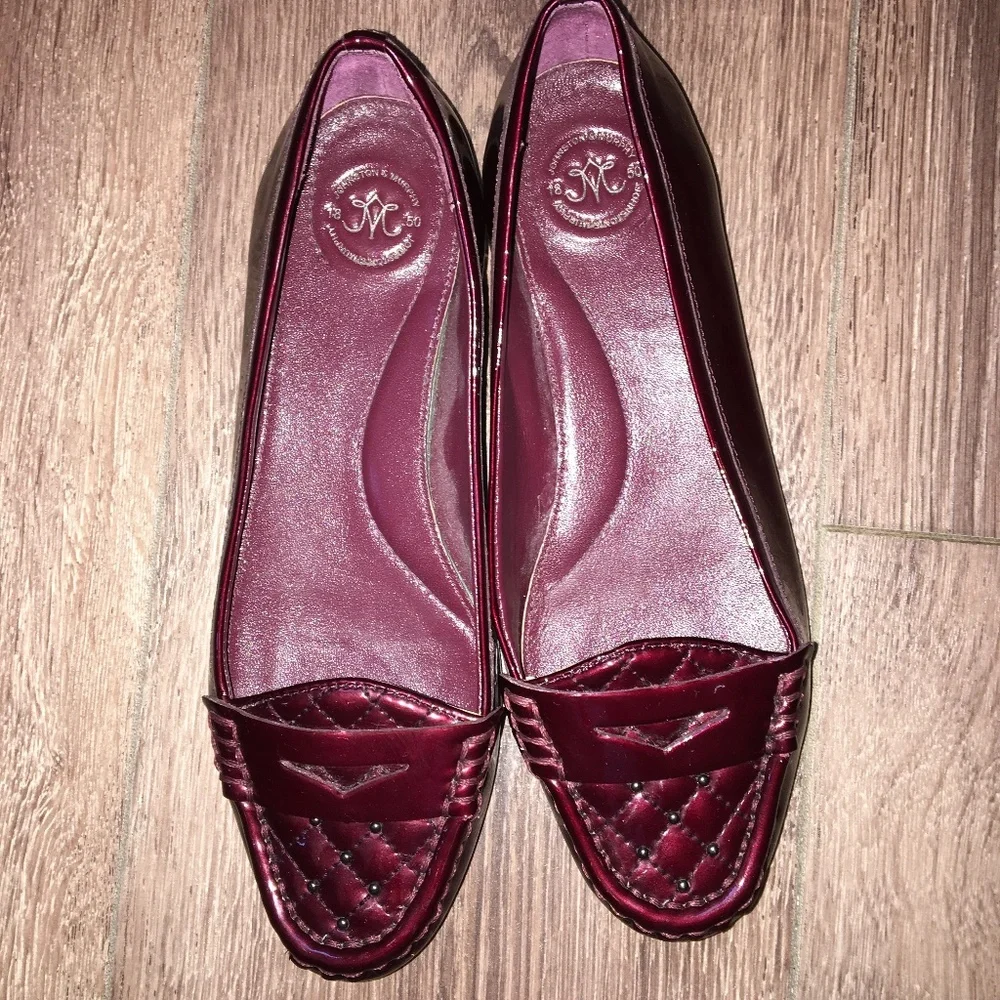 Johnston & Murphy Metallic Burgundy Quilted Leather Loafers